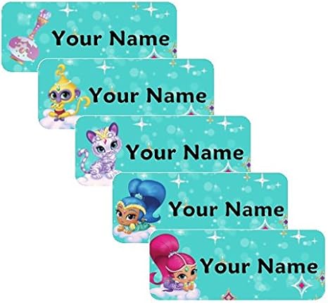 Shimmer and Shine™ Theme Original Personalized Peel and Stick Waterproof Custom Name Tag Labels for Adults, Kids, Toddlers, and Babies – Use for ...
