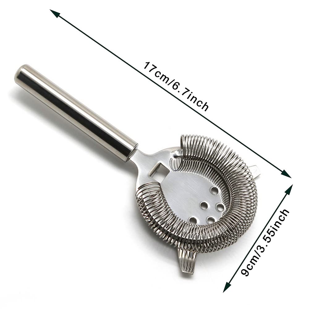 Cocktail Strainer Silver Stainless Steel Bartender Strainer with Wire Spring Ice Separator Cocktail Filter Bartending Filtering Tool for Bar Club Party Home Drinks - Image 3