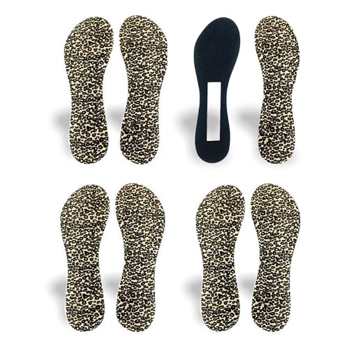 Image of CB 4-Pairs of Cloth Surface Sponge Inserts Invisible Slim Lightweight Insoles Liners, Ball of Foot Pain Relief Cushion, Barefoot Support, 3 /4 Length for Women's Shoes 5-7, Style A, Leopard