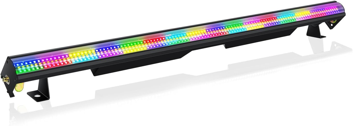 Stage Strobe Lights Bar,240W 448 LED RGBWA 5IN1 Stage Wash&Strobe DJ Light Bar DMX RDM Sound Activated 224 RGB Zones&224 Amber&White Chasing Effects for Stage Parties DJ Club Disco Wedding