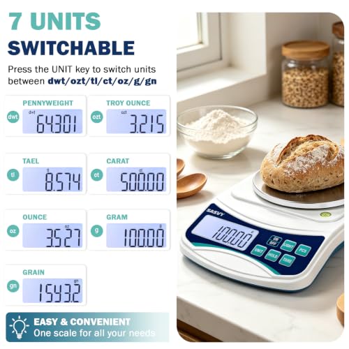 Image of Digital Lab Scale 1000g x 0.01g oz /g /ct /DWT /tl /gn /ozt Precision Electronic Scientific Scale Analytical Balance for Laboratory Jewelry Kitchen, Includes 100g Weight and 2 x AAA Batteries