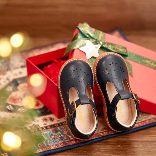 Image of GINFIVE Toddler Girls Dress Shoes Little Kids Flats School Mary Janes Shoes