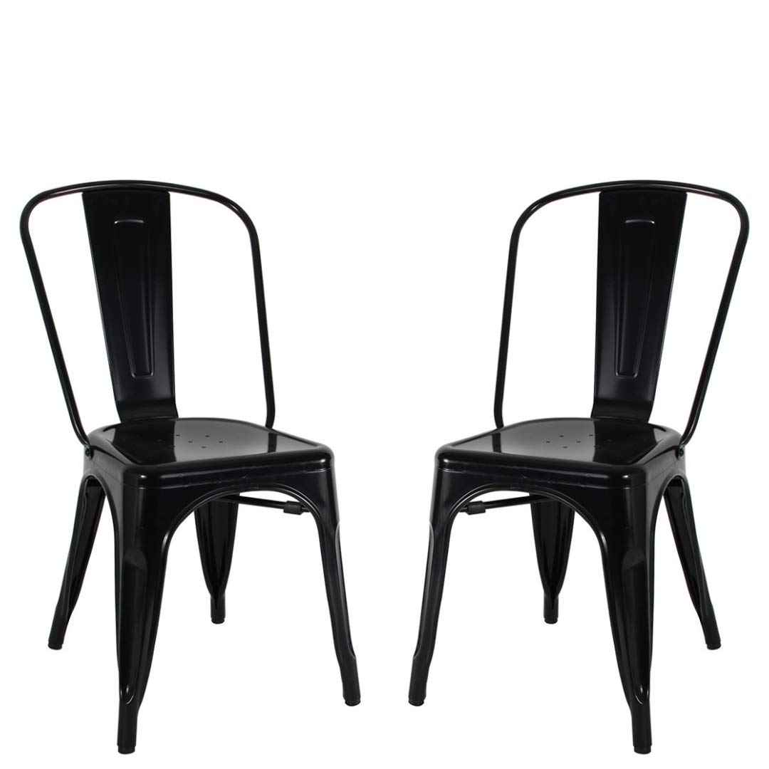 TOLIX A-CHAIR ② Plata Import Tolix Dining Chair armless in Black, Industrial Chair