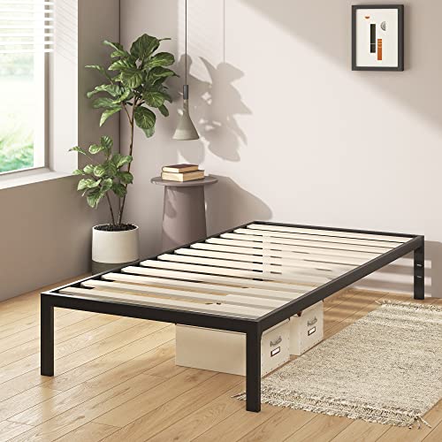 Image of ZINUS Mia Metal Platform Bed Frame, Wood Slat Support, No Box Spring Needed, Easy Assembly, Black, 75 inch x 30 inch
