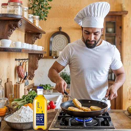 Image of Jivo Extra Light Olive Oil 500ml | Imported from Spain | Everyday Use for Cooking, Dressings, Salad, Soups, Dips, and Marinades | Light, Flavorful High MUFA & Rich in Antioxidants (Pack of 2)