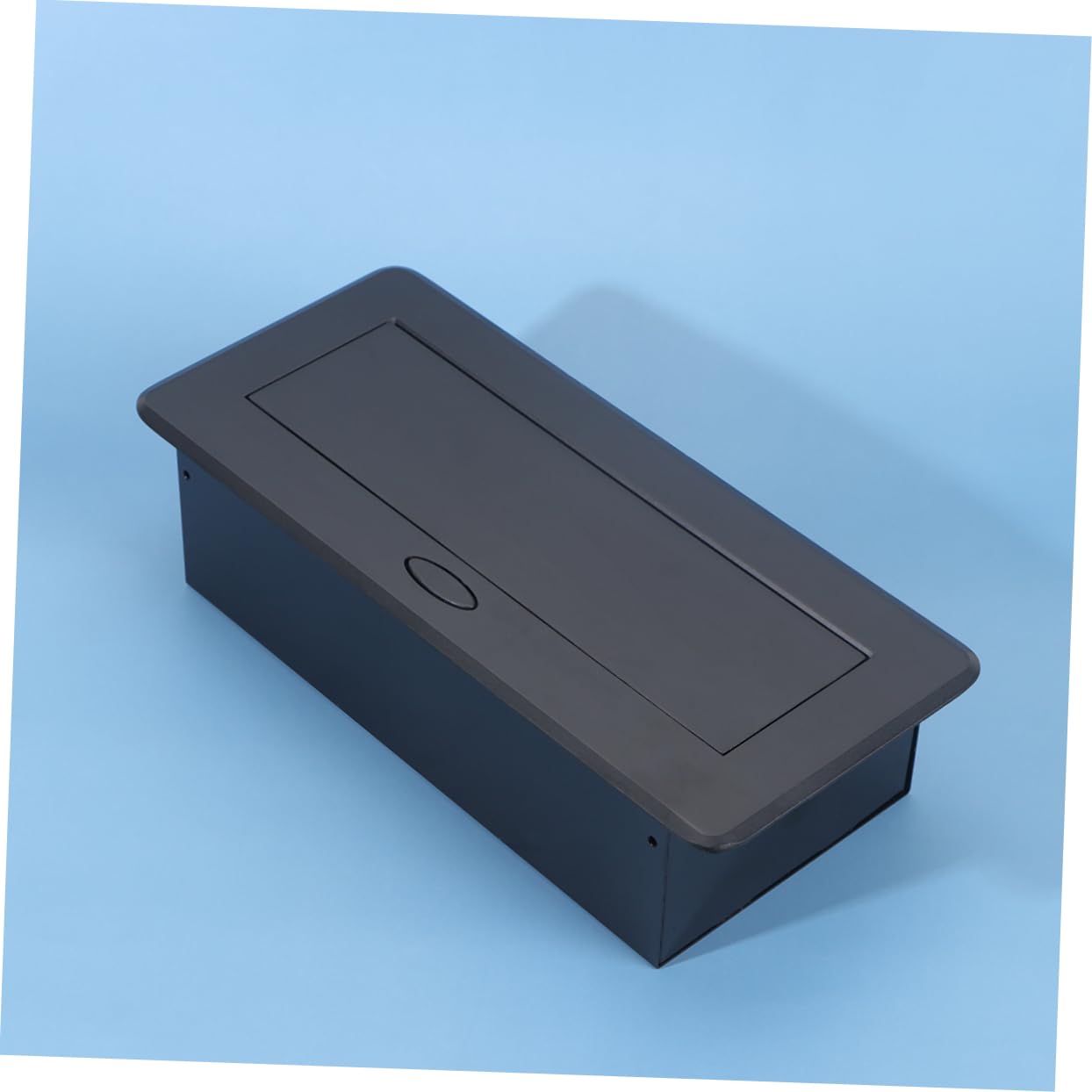 OSALADI Pop Up Steckdose Integriertem Klickmechanismus Runde aus Aluminiumlegierung und Stahl mit 3 Europäischen Steckplätzen in Schwarz für Büro und Konferenzraum