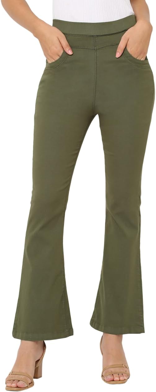 KRAUS JEANS Women's Cotton Blend Flared Fit High-Rise Full Length Jeans (WCL-105)