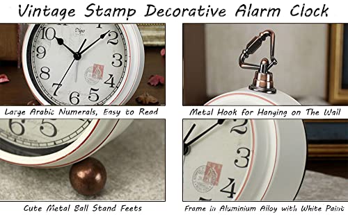 Maxspace Small Alarm Clock, Battery Operated Retro Vintage Non-Ticking White Desk Clock, Quartz Movement Hd Glass Silent Table Clock For Bedroom Living Room Kids #TOP4