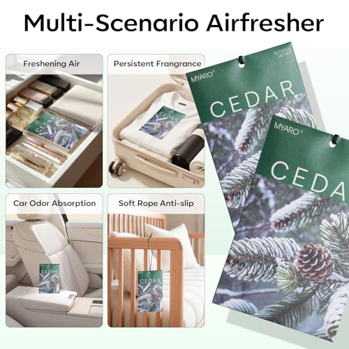Image of MYARO 20 Pack Cedar Scented Sachets - Woody Aroma Freshener Bags for Closet, Drawer & Car, Odor Eliminator for Clothes, Small Storage - Home Fragrance Potpourri Bags