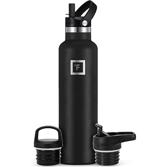 IRON &deg;FLASK Stainless Steel Water Bottle with 3 Lids, Leak-Proof Thermos Flask, Metal Water Bottle, Double-Walled Insulated, 