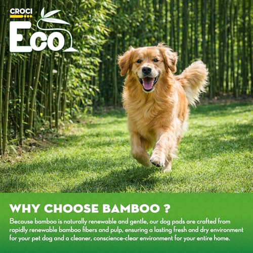Image of CROCI Dog Pads Extra Large, 28 inchx34 inch Pee Pads for Dogs, 2X Odor-Control with Charcoal & Bamboo Material, 4-Corner Adhesive Tabs, Super Absorbent & Leak-Proof (50 Counts)