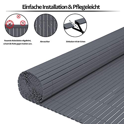SWANEW PVC Sichtschutzmatte Sichtschutz Garten Sichtschutzzaun Sichtschutzn Balkon Zaun, UV-beständig Sichtschutz für… – Bild 3