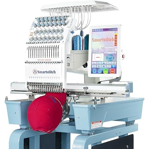 Smartstitch S1501 Plus Beast Embroidery Machine with 15 Needles,24"x16" Large Embroidery Area,1200SPM Max Speed,12" Touch Screen, Wifi available, capable of embroidering on Cap, T-shirt, Flat and more Cover