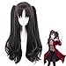 Fate/Stay Night Rin Tohsaka Parrucca con due code di cavallo Cosplay Costume Fate Grand Ordine Donne Capelli sintetici lunghi Parrucche per feste di Halloween   W-911