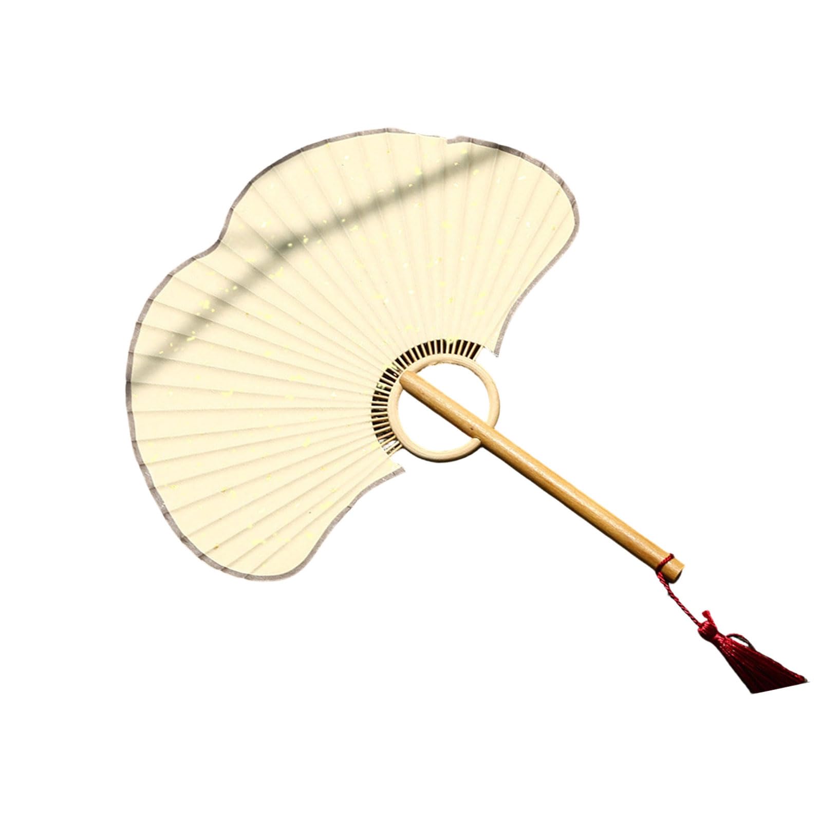 Mekalero A Chinese Styles Hand Fan Ginkgos Rice Paper Fan Household Cooling For Dance Party Round Handheld Chinese Styles Hand