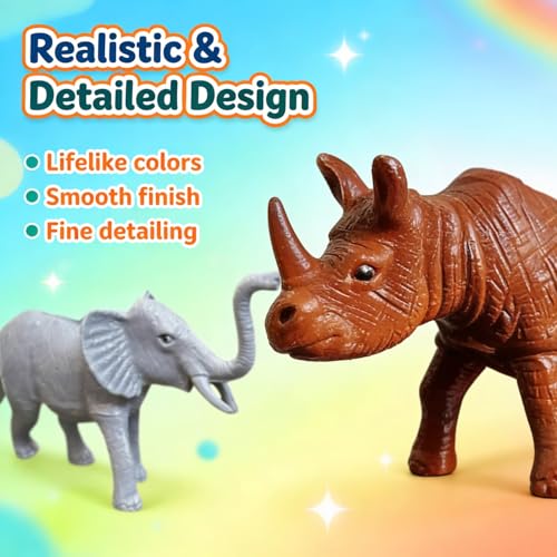 Image of ZESTHOME Animal Set Toys for Kids PVC Rubber Wild & Domestic Animal Figures with Accessories | 6-8 cm | Learning & Pretend Play Toys | 17 pcs