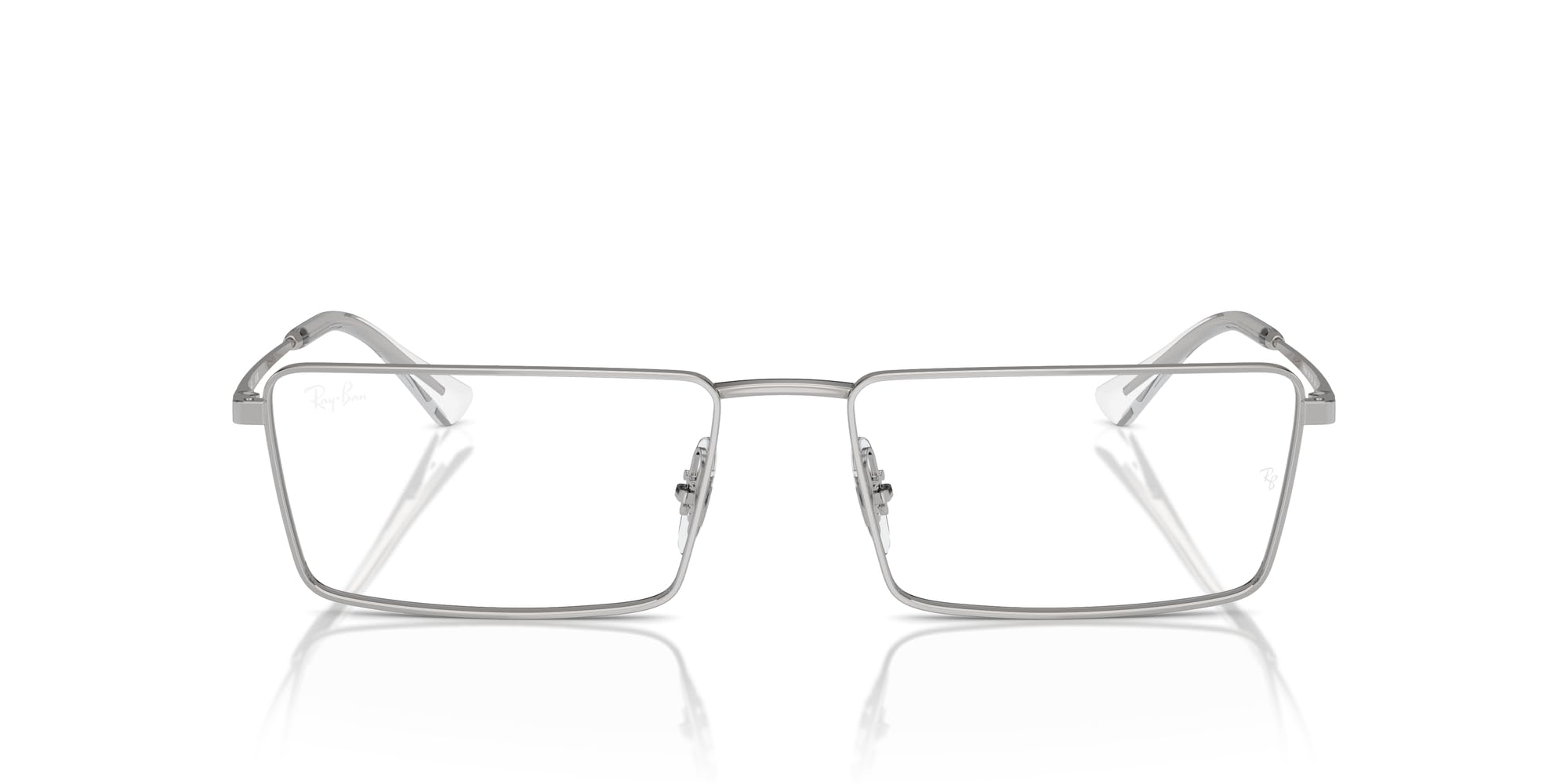 Ray-Ban RX6541 Emy Rectangular Prescription Eyewear Frames, Silver/Demo Lens, 56 mm