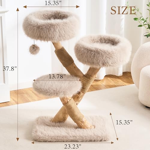 Árbol para Gatos de Madera Natural con Rascador 37.8 Pulgadas miniatura 6