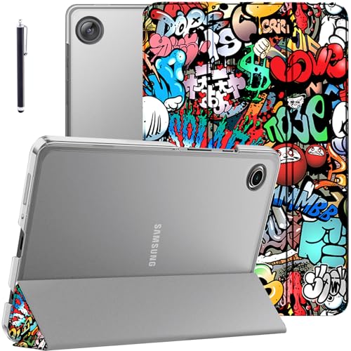 Image of Robustrion Cover for Samsung Galaxy Tab A11 Plus Cover Case 11 inch, Flip Cover Case for Samsung Galaxy Tab A11 Plus Cover /Tab A11+ Tablet Cover with Translucent Back - Hippy