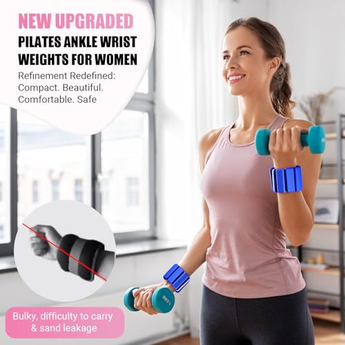Image of Pilates Wrist Ankle Weights for Women, Wearable Strong Arm & Leg Weights Set of 2(1 lb /2.2 lbs Each), Adjustable Ankle Weights for Walking, Yoga, Dance, Barre, Gym