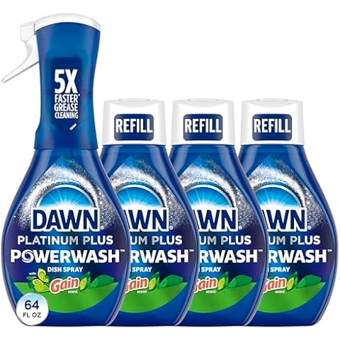 Dawn Powerwash Gain Original Dish Spray, Liquid Dish Soap, Dish Soap Refill, , 1 Starter Kit + 3 Refills, 64 Fl Oz Cover