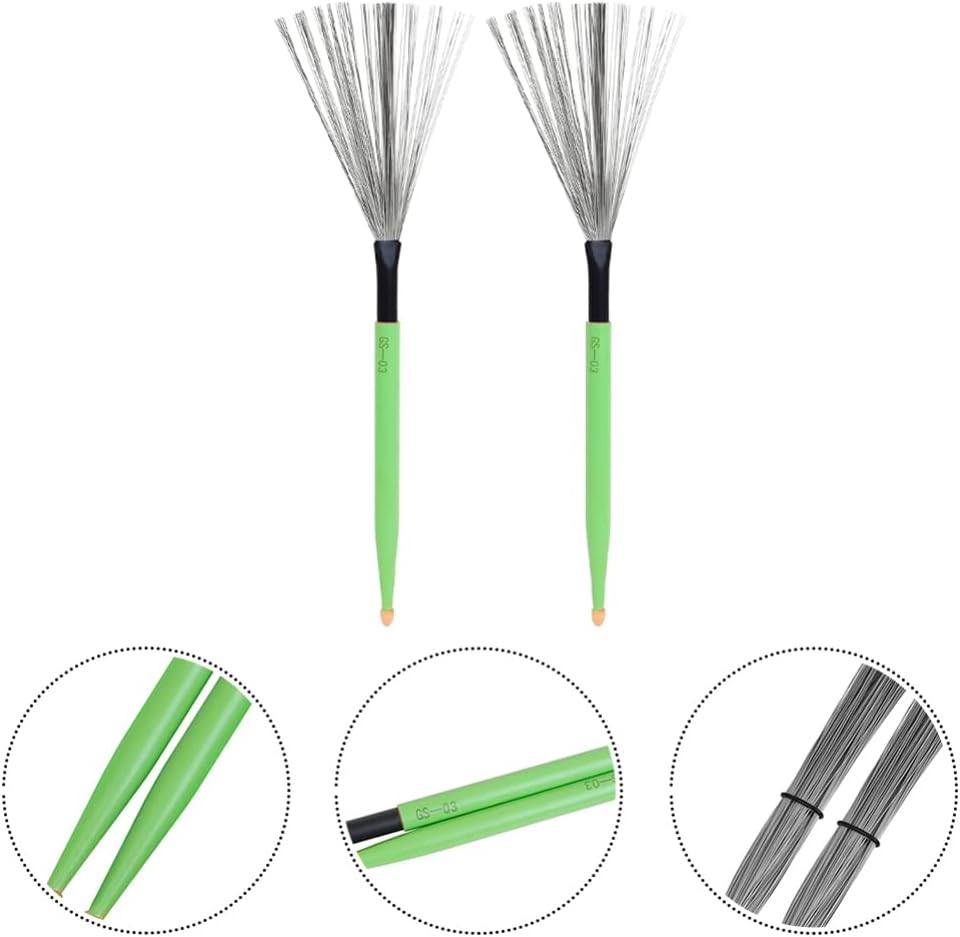 Vaguelly 1pair Carbon Steel Drum Brushes Handle for Jazz Drums Retractable Wire Sticks for Enhanced Volume and Articulation Compact Design for Easy Storage