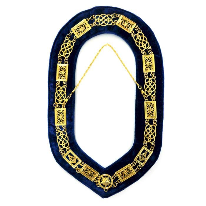 Grand Lodge - Chain Collar - Gold On Blue