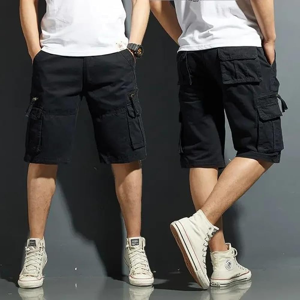 【KOOLOSET】Zipper Pocket Bermuda Pants Mens Plus Size Knee-Length Pants Athletic Sport Short Pant