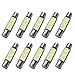 Ruiandsion Lot de 10 ampoules navettes LED blanches super lumineuses 5050 3SMD pour intérieur de voiture, plafonnier, carte, miroir