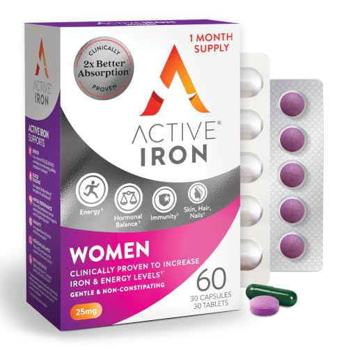 Active Iron Supplement  25mg + Multivitamin for Women, Gentle on Stomach