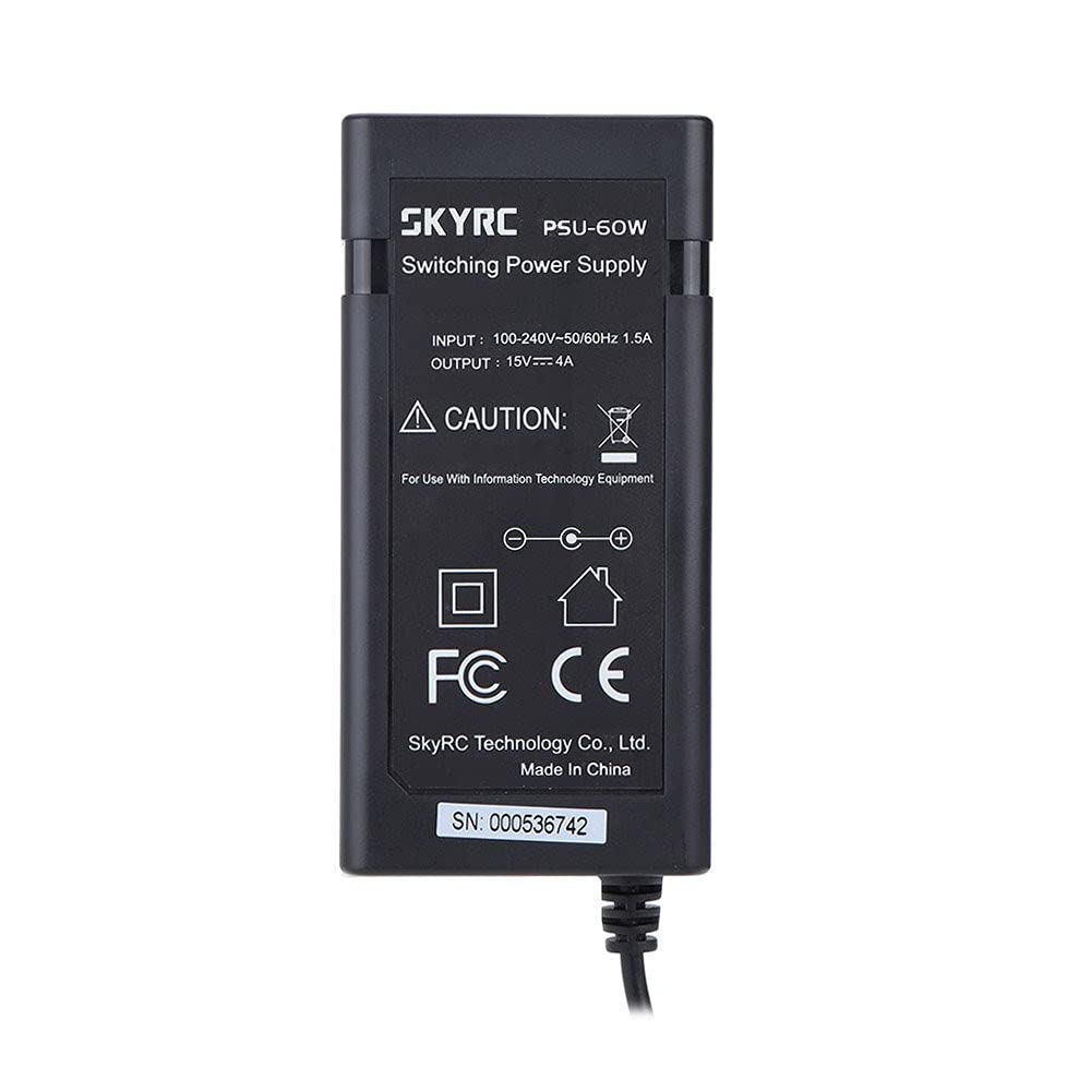 SKYRC SK-200008 Netzteil & Wechselrichter, 60 W, Schwarz Leistungsadapter & Wechselrichter (Innenbereich, 100-240 V, 50/60 Hz, 60 W, 15 V, 4 A)