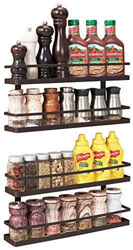 2 Pack - 2 Tier Wall Mounted Spice Rack Organizer Spice Shelf Storage Holder for Kitchen Cabinet Pantry Door Countertop