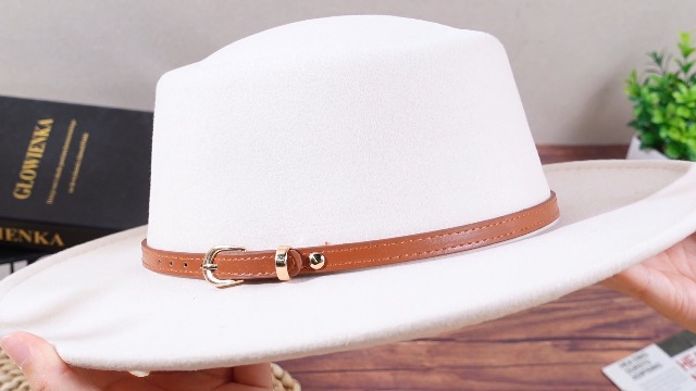 Sombrero de fieltro vintage para mujer con ala ancha miniatura 7