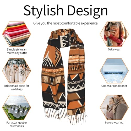 African Mud Cloth Tribal Soft Ladies' Scarves In Winter,Oversized Scarves,Fashionable Long Shawl Scarves 7