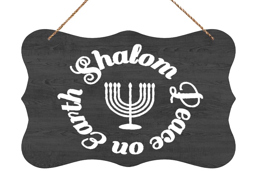 Wooden Wall Art Sign Shalom Peace Wall Plaque Sign Jewish Home Decor 12x8IN Wood Sign For Home,Front Door,Porch,Office,Coffee Shop Decor