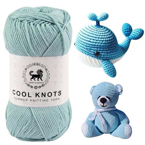 Image of NESTNHAVEN Cool Knots, Hand Knitting Yarn (1 Yarn Ball 100g) - Luxury for Crochet, Amigurumi, Embroidery, Toys, Garments, Flowers and Hobby Projects (Ice Blue)