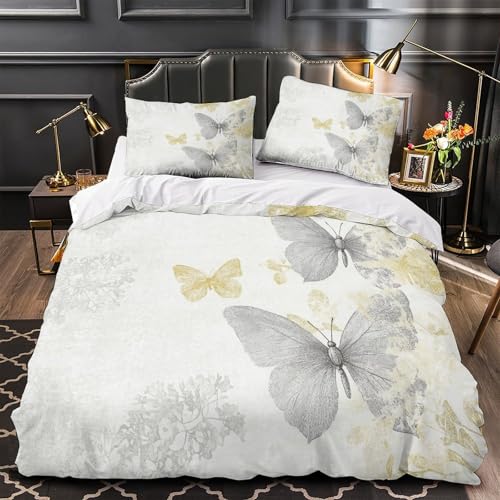Housse de couette 220x240 papillon en microfibre premium avec impression 3D haute définition - 2