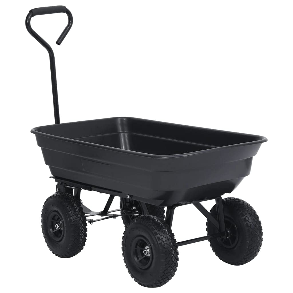 Generic Garten-Kipp-Handwagen, 300 Kg, 75 L, Grün, Langlebig, Einfach zu Montieren, PU-Gummiräder, für Gartenarbeiten, Lagerung und Entladen von Vorräten (Schwarz)