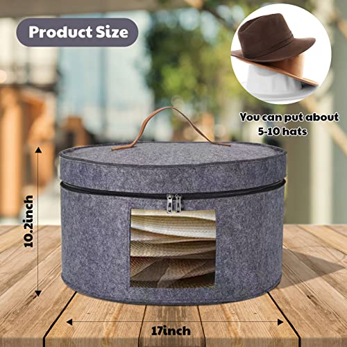 Munskine Hat Boxes For Women Storage & Men Hat Box For Travel Hat Storage Box - Large Hat Box With Lids Round Box With Dust Proof Lid Toy Storage - Light Grey #TOP1
