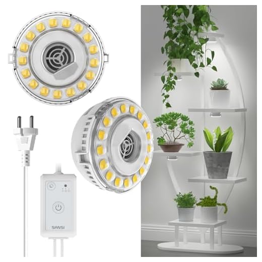 HORIFEN Erstellbar 10W LED Pflanzenlampe Wachstumlampe 2-Stufe Helligkeit für Zimmerpflanzen Hydroponik Gewächshaus 15 SANSI LED Pflanzenlampe Vollspektrum, 10W (150 Watt Äquivalent) Hängende Pflanzenlichter für Zimmerpflanzen, 2-Kopf Grow Lampe mit 4/8/12H Time-Schalter, 4 Helligkeits Dimmbar für Pflanzenregal