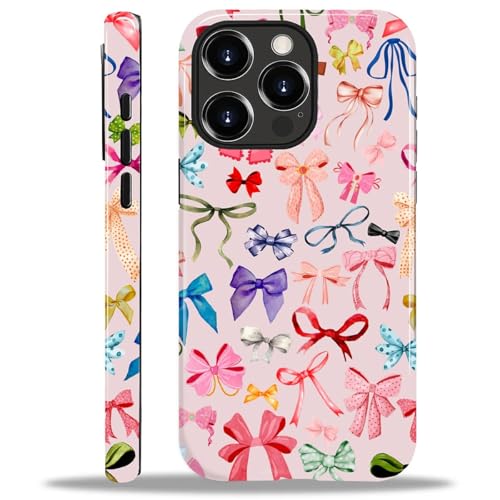 ilikediy for iPhone 14 Pro Max Case,HL2 Aesthetic Color Bow Tie Hybrid 2 Layer Hard Shell Silicone Protective Pattern Design Case