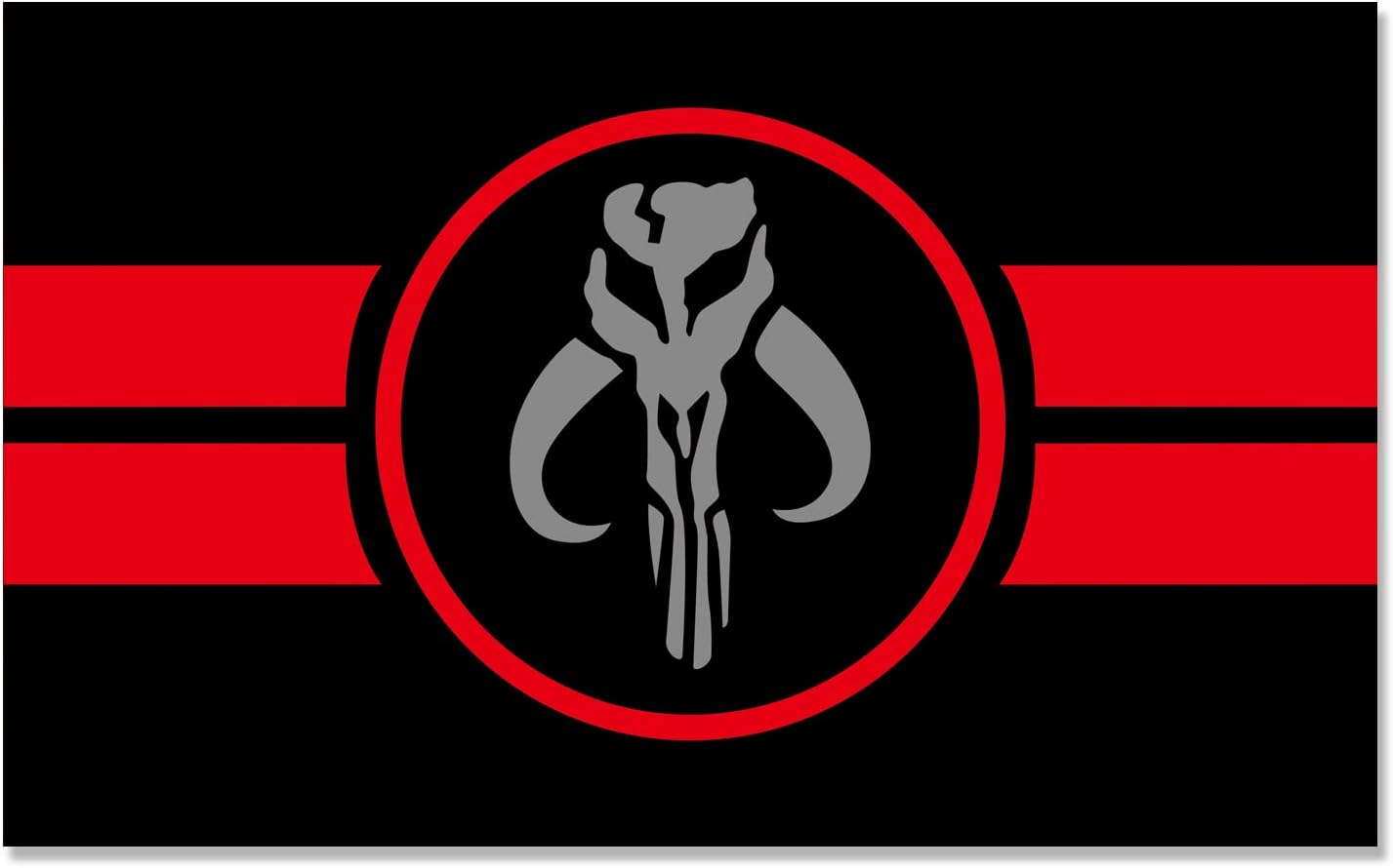 Large Mandalorian Flag Banner 3 ft x 5 ft Polyester with 2 Brass Grommets Vivid Color HD Printing Indoor Outdoor Room Man Cave Decoration (Black)