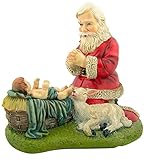 CB Kneeling Santa with Lamb Nativity of Christ Figurine Christmas Statue