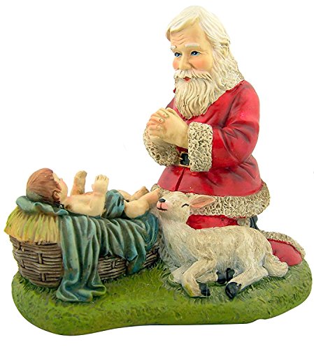 Kneeling Santa with Lamb Nativity of Christ Figurine Statue Christmas Decoaration
