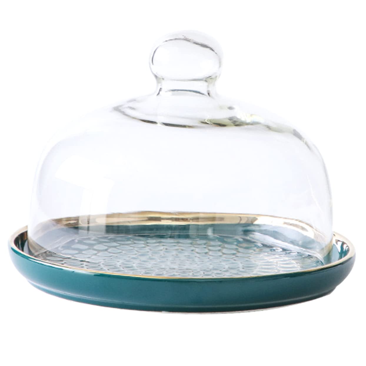 Mobestech Campana para Tartas de Porcelana, Molde de cerámica para Tartas, Plato para Tartas con cúpula, Soporte para Tartas con Tapa, Campana Transparente, cúpula, Soporte para Tartas con cúpula