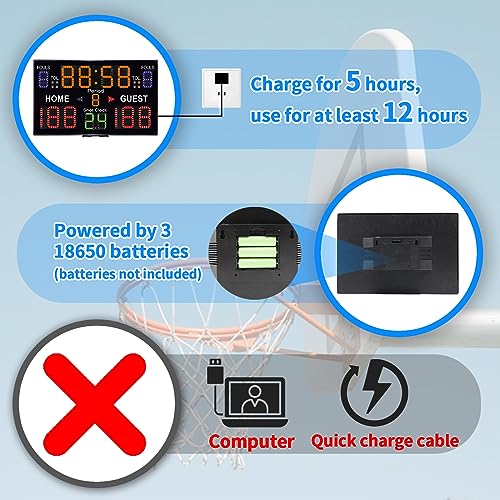 Ousmile Basketball Scoreboard with Stand, 12/14/24/30S Shot Clock Digital Scoreboard with Remote, Portable Battery Powered Electronic Scoreboard, Countdown Timer Clock Score Keeper for Multi-Sport