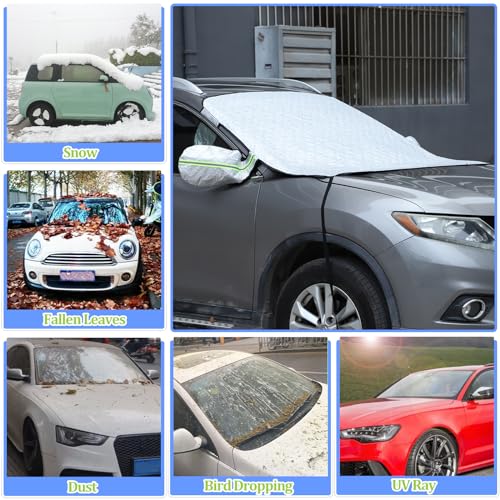 Image of Windshield Snow Cover Compatible with X-Trail 2014-2024, Car Snow Cover, Front Windshield Sunshade, Exterior Windscreen Sun Shade, UV-Rays Sun Ice Snow Frost Protector, 4-Layer Windshield Cover