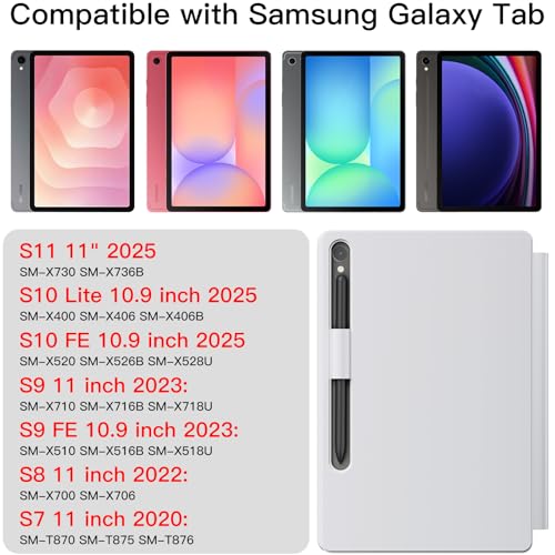 Image of JUQITECH Magic Keyboard Case for Samsung Galaxy Tab S10 Lite S10 FE S9 FE 10.9 Inch S11 S9 11 inch, Floating Cantilever Magnetic Stand Wireless Backlit Trackpad Keyboard, S Pen Slot LED Display