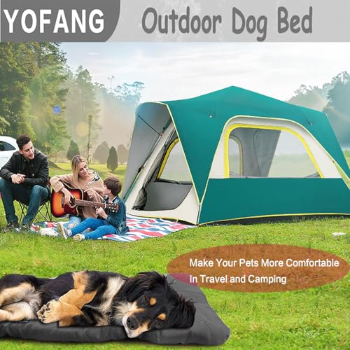YOFANG Outdoor Travel Dog Bed Waterproof Anti-Slip,Portable Roll Up Dog Beds for Camping,Durable Ripstop 1200D Nylon Fabric Dog Crate Pad Easy to Clean for Car,Sofa and Cage,deep Grey,36"x25" - Image 3
