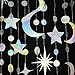 Iridescent Star Moon Circle Dot Garland Party Decoration Kit Hanging Crescent and Twinkle Little Star Streamer Bunting Banner for Kids First Birthday Ramadan EID Mubarak Baby Shower Wedding Decor